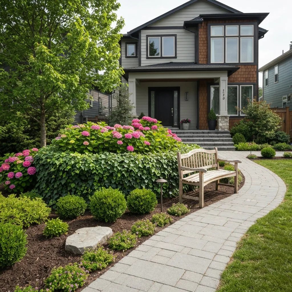 Front Yard Entry Island Bed Design Ideas
