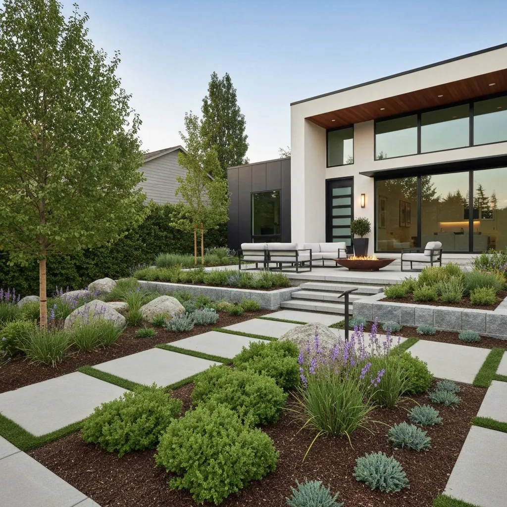 Split-Level Home Front Yard Garden Ideas