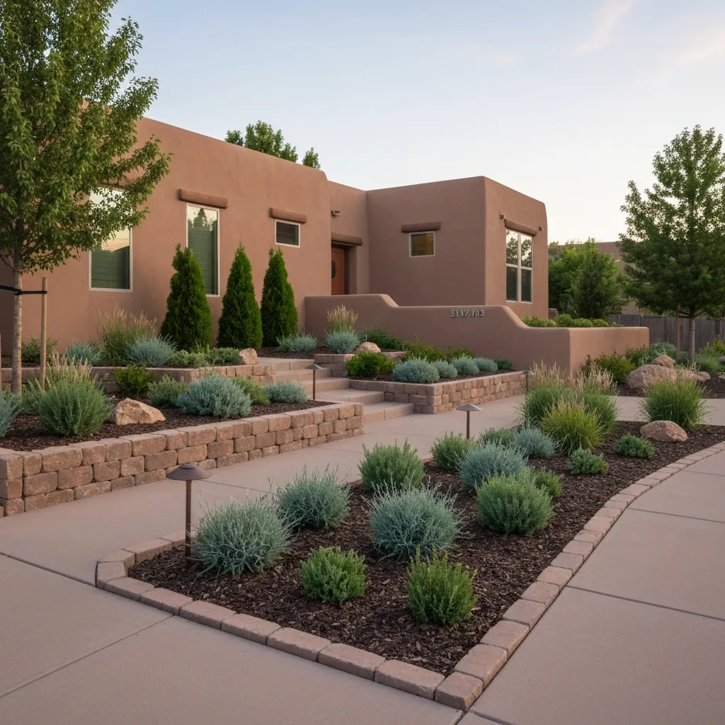 New Mexico Southwestern Front Yard Pueblo Influenced Ideas