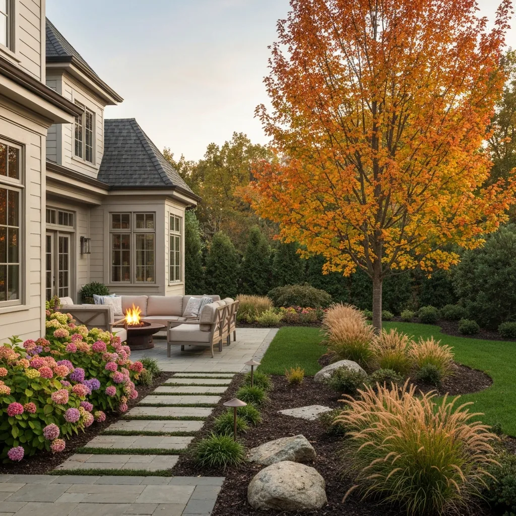 Fall Color Backyard Tree and Shrub Garden Ideas