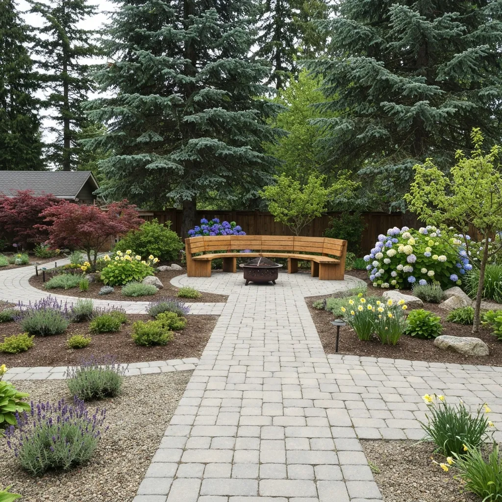Paver and Gravel Backyard Garden Path Ideas